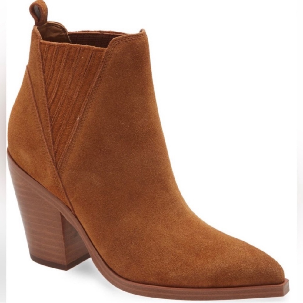 NEW* Marc Fisher Gadri Ankle Bootie Boots Suede Pointed Toe Chunky Heel Size 12